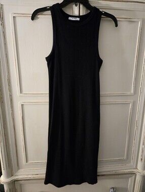 Zara Black Sleeveless Midi Tank Dress Size M NWOT